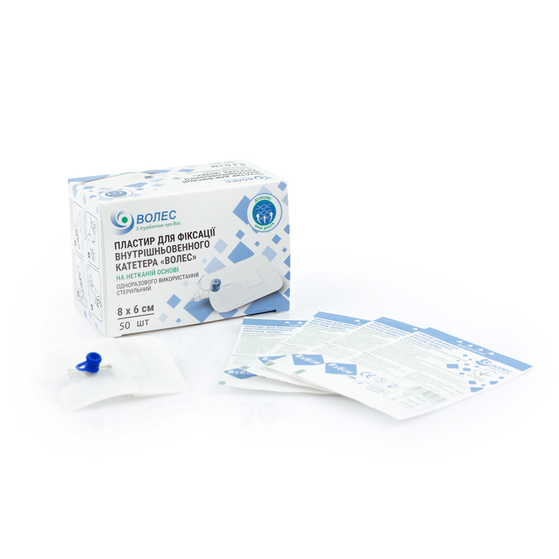 Пластир для фіксації внутрішньовенного катетера «ВОЛЕС» 8x6 см